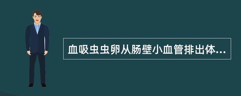 血吸虫虫卵从肠壁小血管排出体外的机制为：（）