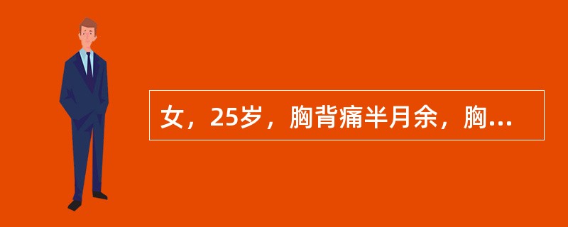 女，25岁，胸背痛半月余，胸片如图，最可能的诊断为()