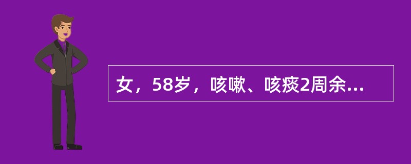 女，58岁，咳嗽、咳痰2周余，结合CT图像最可能的诊断是()