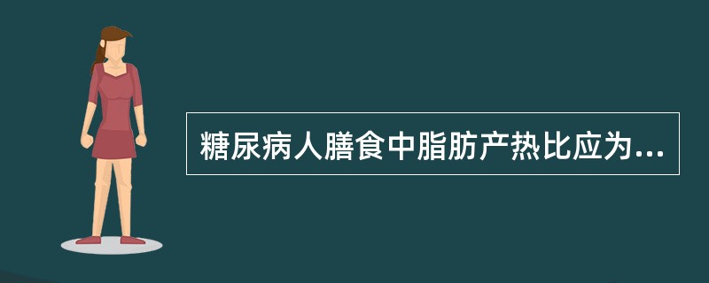 糖尿病人膳食中脂肪产热比应为（）。