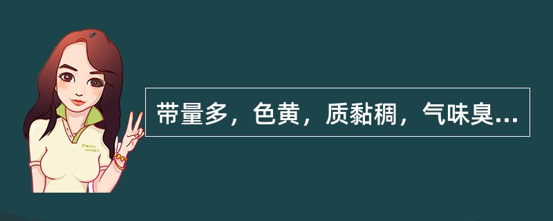 带量多，色黄，质黏稠，气味臭秽，口苦，溲赤，应选用（）