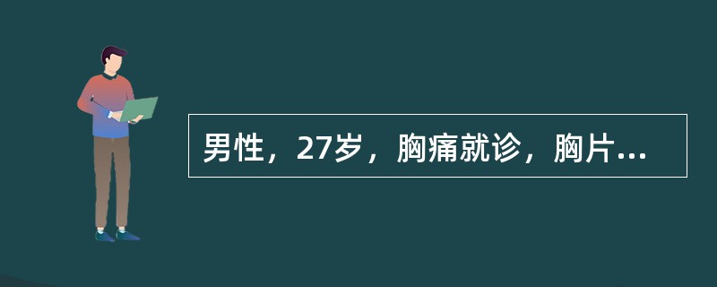 男性，27岁，胸痛就诊，胸片检查如图，最合理的诊断是()