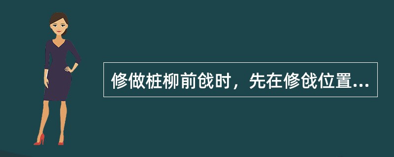 修做桩柳前戗时，先在修戗位置前（）、捆扎梢料，以做成防冲墙。