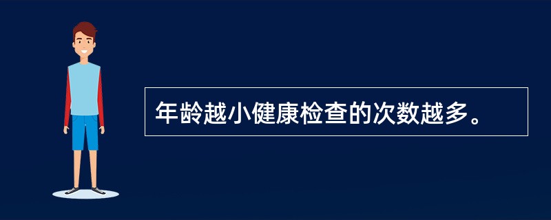 年龄越小健康检查的次数越多。