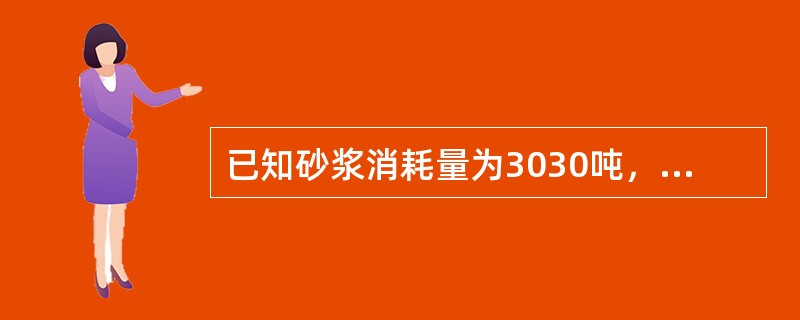 已知砂浆消耗量为3030吨，损耗率为l％，则砂浆的净耗量为（）吨。