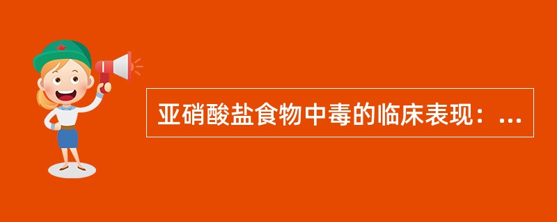 亚硝酸盐食物中毒的临床表现：出现（）