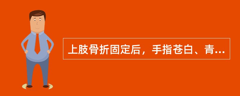 上肢骨折固定后，手指苍白、青紫应采取（）。