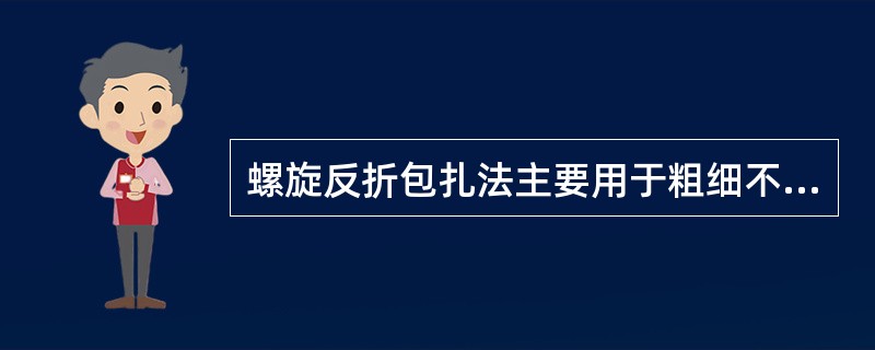 螺旋反折包扎法主要用于粗细不等的四肢受伤包扎。