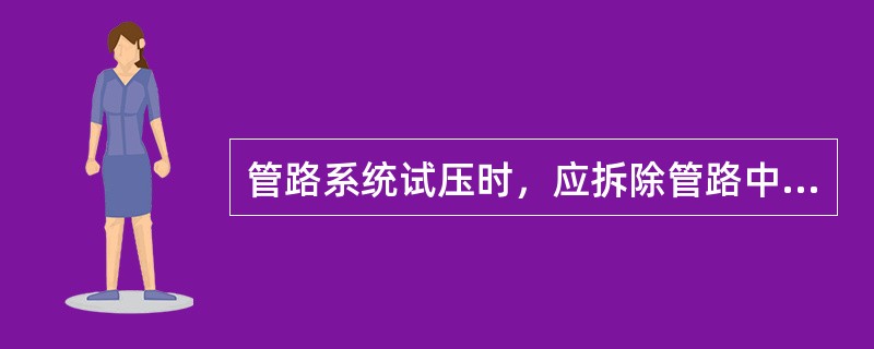 管路系统试压时，应拆除管路中不能参加试压的仪表、阀件，装上（）。