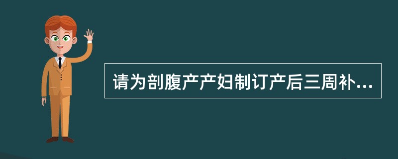 请为剖腹产产妇制订产后三周补身计划。