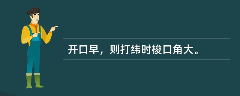 开口早，则打纬时梭口角大。