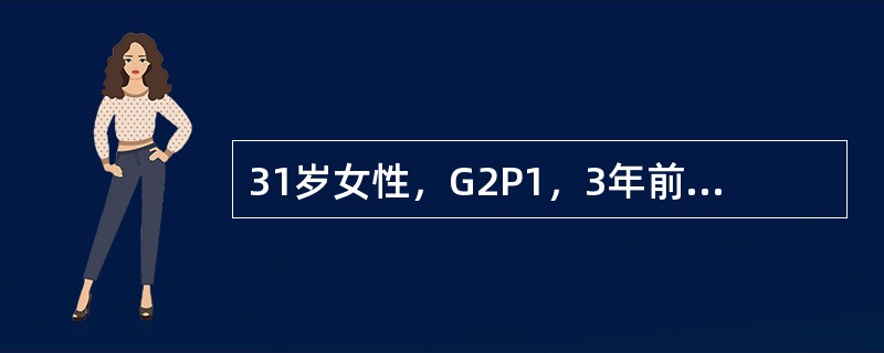 31岁女性，G2P1，3年前足月产钳娩一女婴，主诉阴道掉出一肿物半年，伴下坠，腰