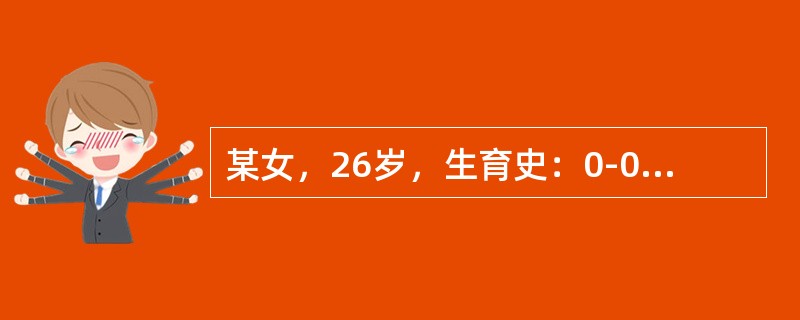 某女，26岁，生育史：0-0-1-0，于妊娠早期有早孕反应，尿HCG阳性。于妊娠