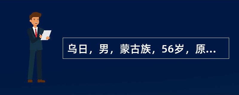乌日，男，蒙古族，56岁，原任内蒙古自治区某研究所所长。2005年，乌日多次利用