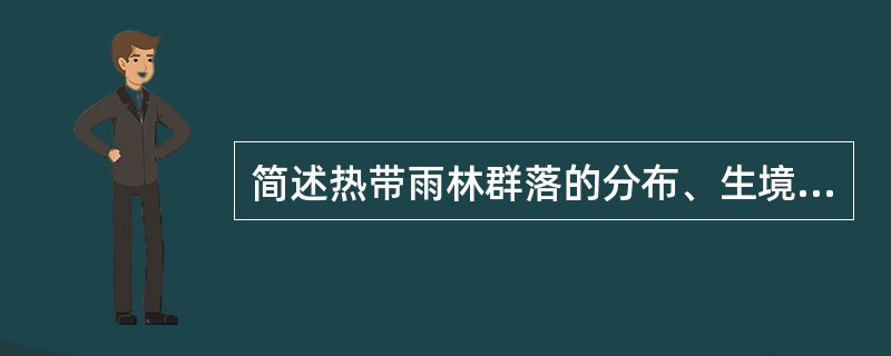 简述热带雨林群落的分布、生境和群落特征。