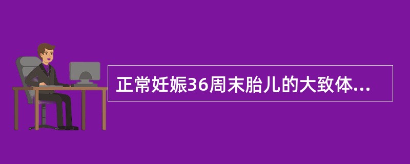 正常妊娠36周末胎儿的大致体重为（）