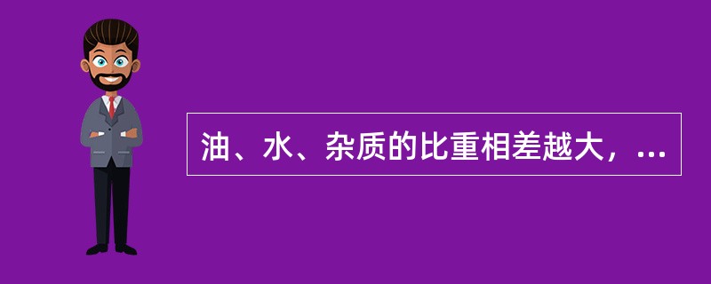 油、水、杂质的比重相差越大，则分油机的分离效果就越好。