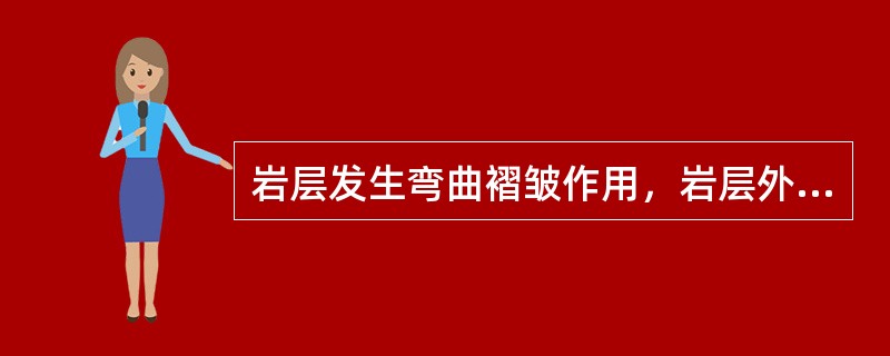 岩层发生弯曲褶皱作用，岩层外凸一侧处于（）状态，内凹一侧处于（）状态。