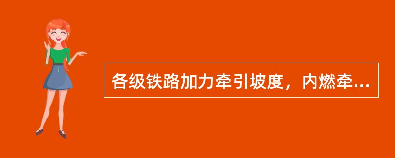 各级铁路加力牵引坡度，内燃牵引可用至（）‰，电力牵引的可用30‰。