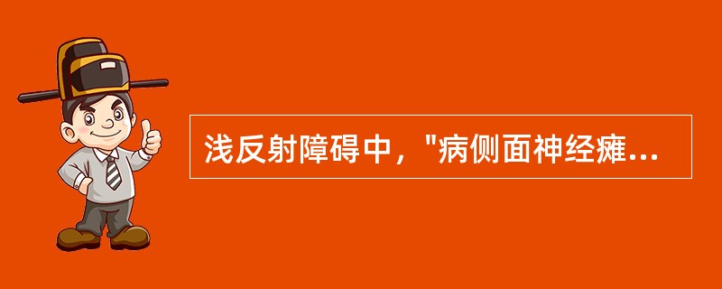 浅反射障碍中，"病侧面神经瘫痪（传出障碍）"表现（）