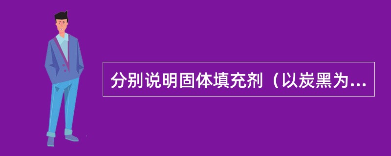 分别说明固体填充剂（以炭黑为例）、增塑剂或溶剂对聚合物粘度的影响。