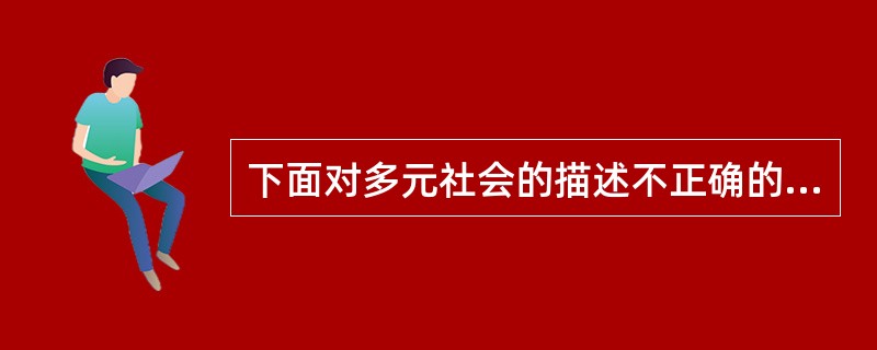 下面对多元社会的描述不正确的一项是（）。