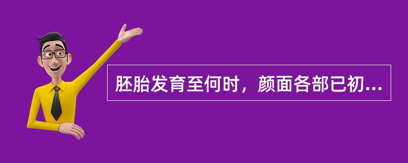 胚胎发育至何时，颜面各部已初具人形（）