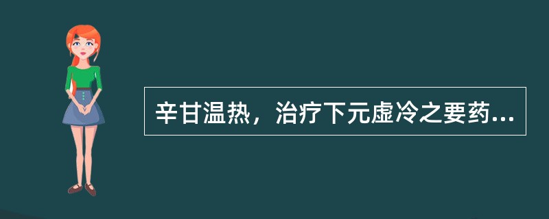 辛甘温热，治疗下元虚冷之要药是（）