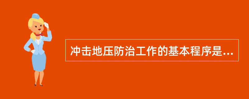 冲击地压防治工作的基本程序是冲击倾向鉴定采取防范措施—冲击危险（）—实行（）—进