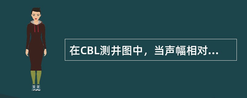 在CBL测井图中，当声幅相对值小于20％，变密度套管波弱、地层波强时，解释固井质