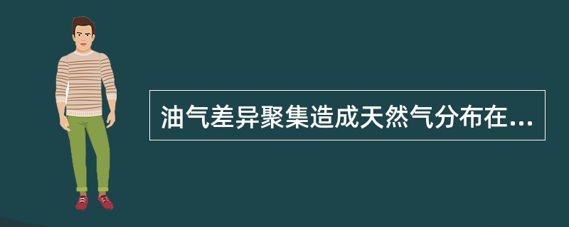 油气差异聚集造成天然气分布在靠近油源区一侧的圈闭中，向上倾方向依次为（）、（）、