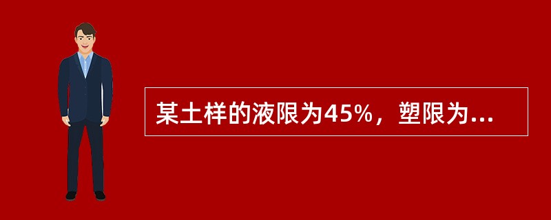 某土样的液限为45%，塑限为28%，则其塑性指数为（）。