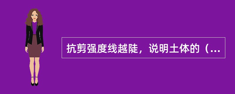 抗剪强度线越陡，说明土体的（）越大。