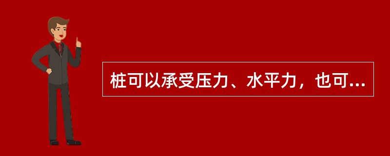 桩可以承受压力、水平力，也可以承受（）。