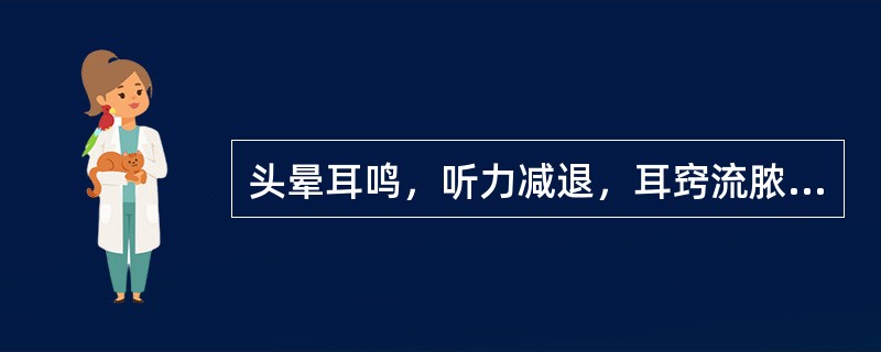 头晕耳鸣，听力减退，耳窍流脓稀少，治疗取（）。