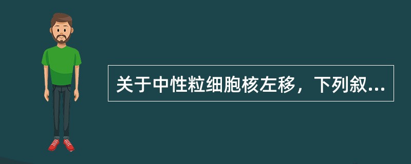 关于中性粒细胞核左移，下列叙述哪项较为确切（）。