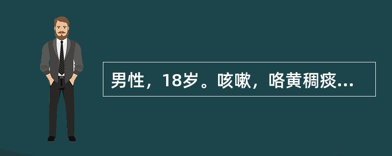 男性，18岁。咳嗽，咯黄稠痰，咳时汗出，口渴身热，恶风肢楚，舌苔薄黄，脉浮数。治