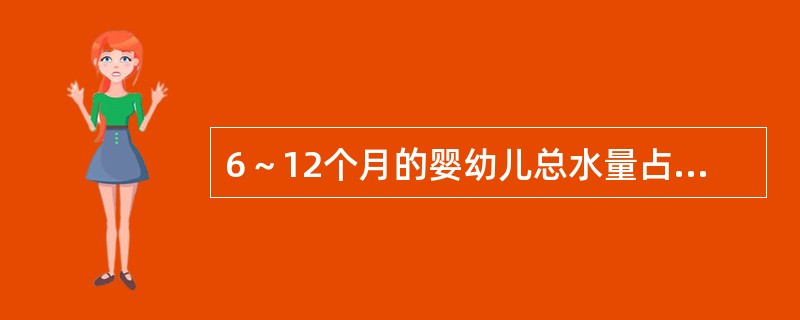 6～12个月的婴幼儿总水量占体重的比例为（）小于6个月的足月儿总水量占体重的比例