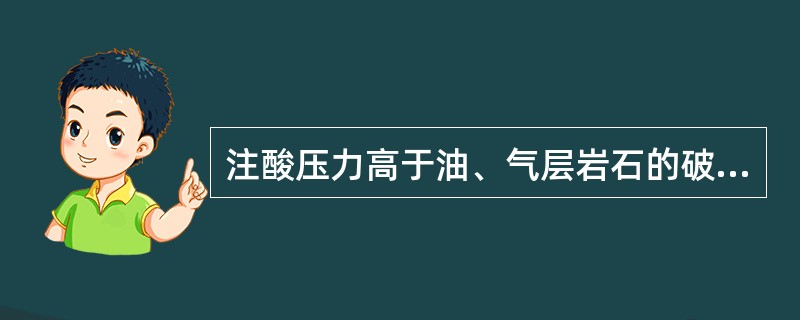 注酸压力高于油、气层岩石的破裂压力的酸化处理属于（）