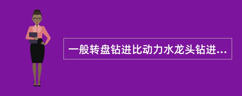 一般转盘钻进比动力水龙头钻进慢（）