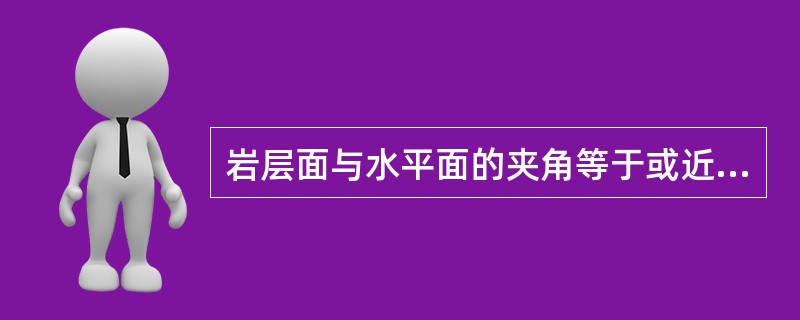 岩层面与水平面的夹角等于或近80。为直立岩层。（）