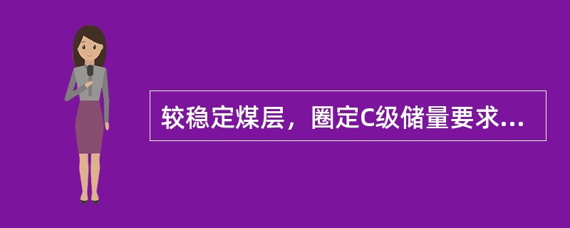 较稳定煤层，圈定C级储量要求钻探工程基本线距达到（）米。