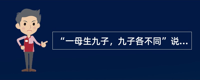 “一母生九子，九子各不同”说明了个性的（）。