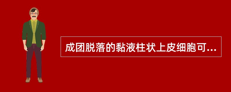 成团脱落的黏液柱状上皮细胞可呈（）