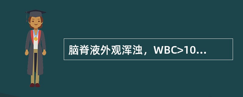 脑脊液外观浑浊，WBC>1000×106/L，N90%，蛋白质增高，糖及氯化物降