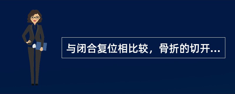 与闭合复位相比较，骨折的切开复位（）。