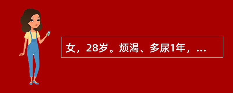 女，28岁。烦渴、多尿1年，不规律用胰岛素治疗，食欲缺乏、呕吐3天。查体：T36