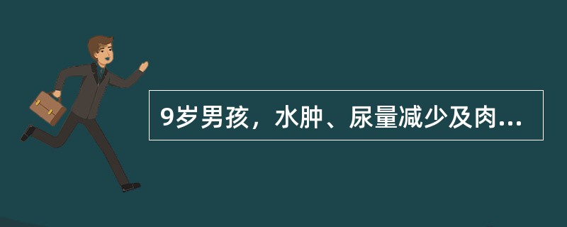 9岁男孩，水肿、尿量减少及肉眼血尿5天，今诉头痛、视物不清而急诊入院。追问病史2