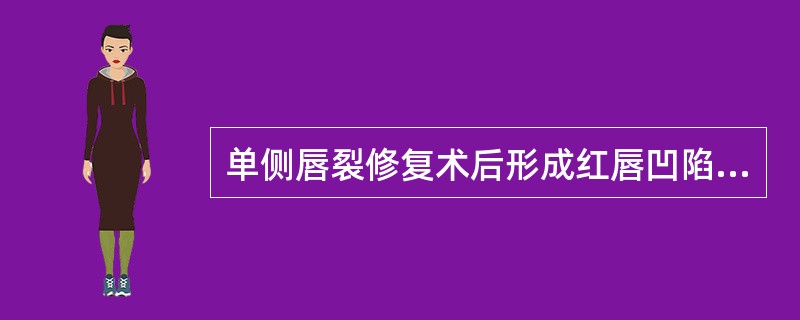 单侧唇裂修复术后形成红唇凹陷时选择二期修复的方法是（）