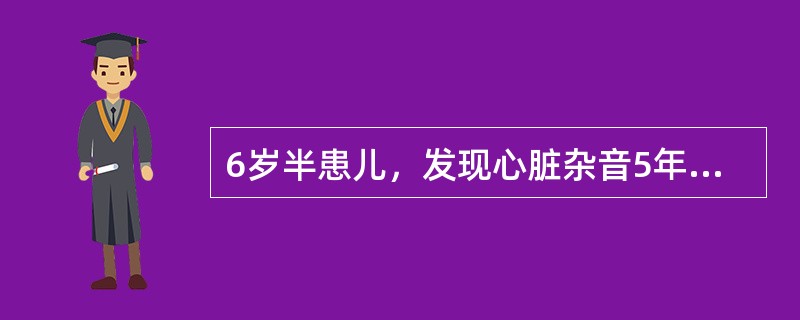 6岁半患儿，发现心脏杂音5年余，无发绀，胸骨左缘第2肋间粗糙响亮连续性杂音，胸片